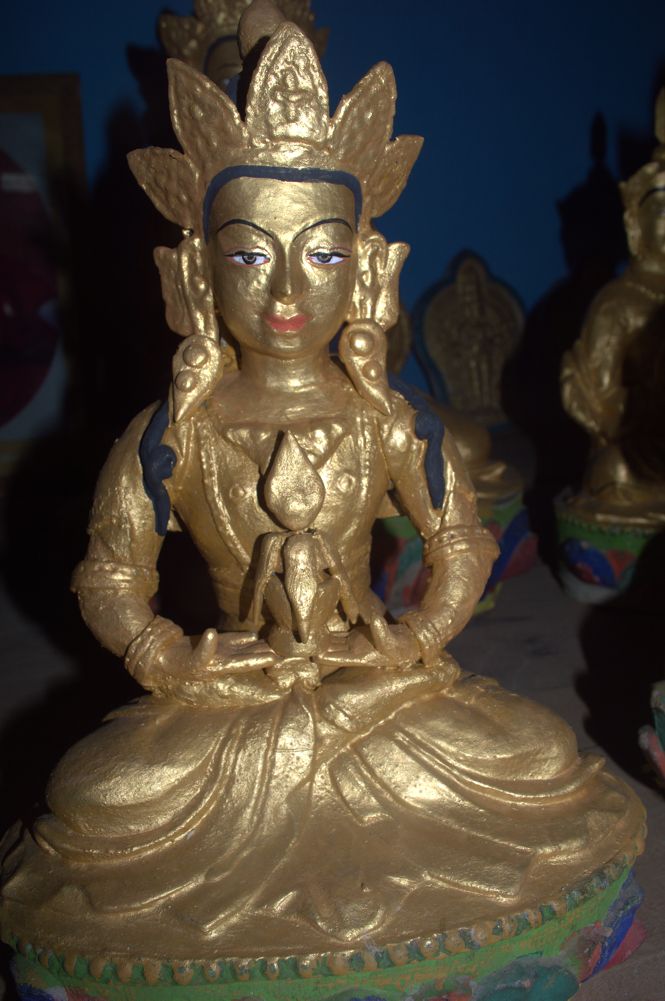 Amitayus Brass Statue with Gold Finish, 18 inches