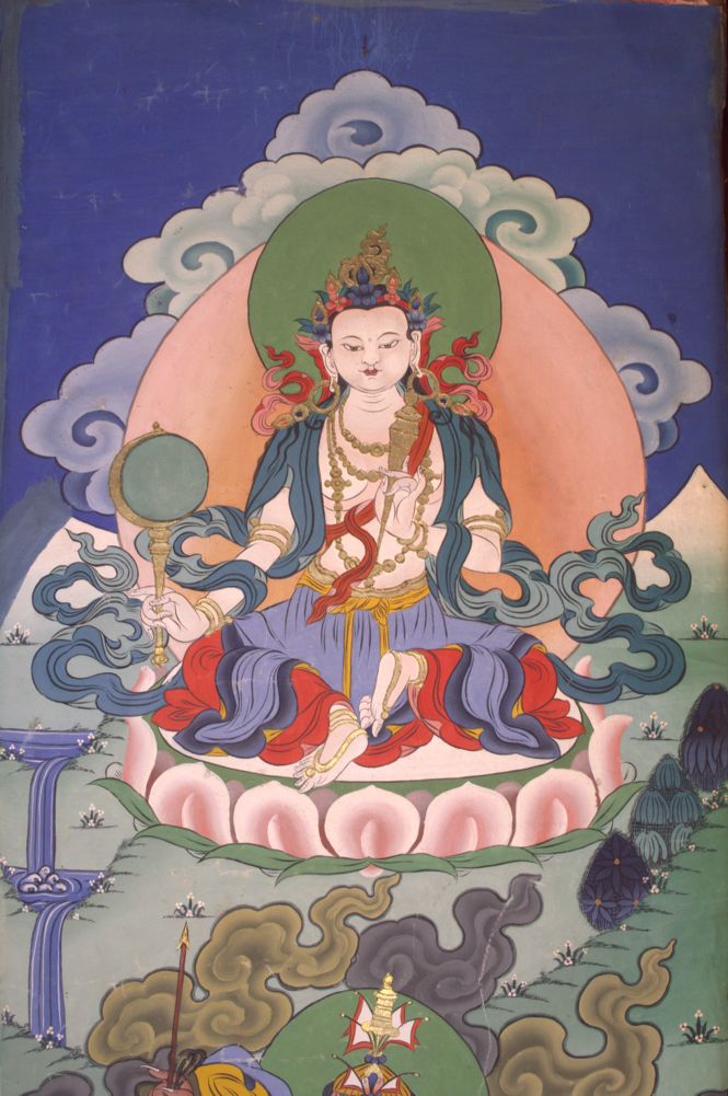 Bhutanese mural painting depicting goddess Dorje Yudon Ma. | Mandala ...