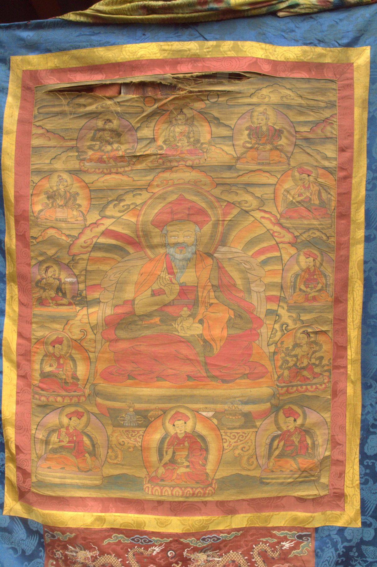 A bhutanese kuthang applique portraying Zhabdrung and Kagyu Masters ...