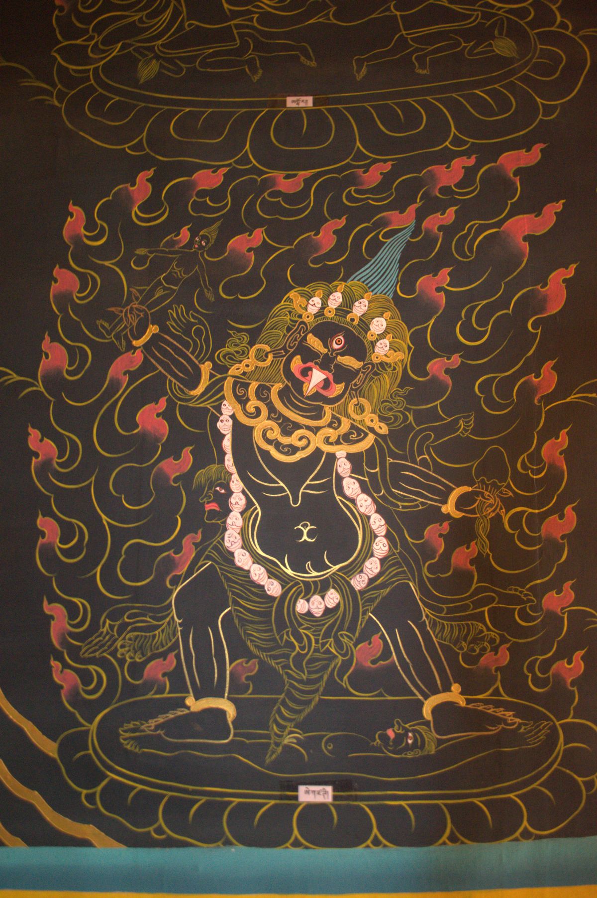 A mural painting of Ekajati in a wrathful form in the Tashi Dhedhending ...