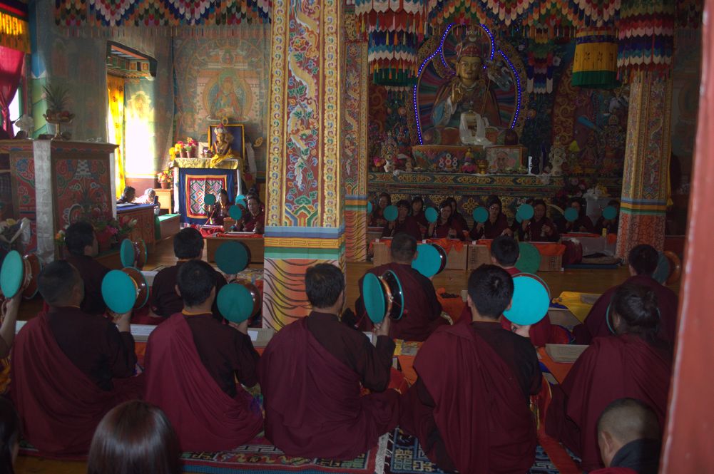 The monk and practioners performs ritual called Richen Threngwa inside ...