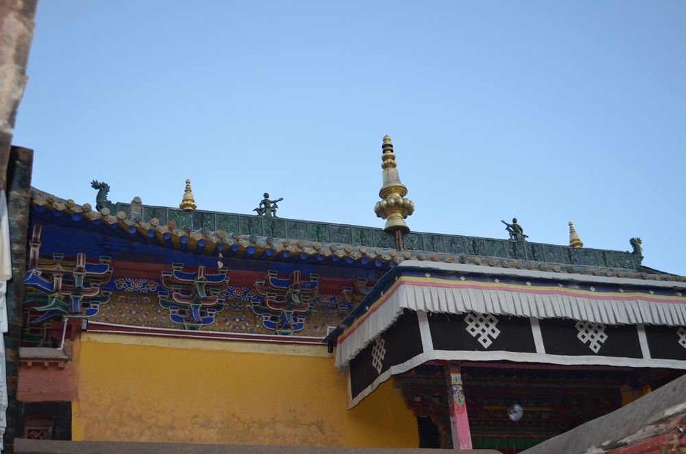 Zhalu Monastery Assembly Hall Decorated With Genjira, Tiles, Carving ...