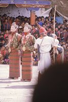 the two Princesses and the servants couple, Dance of the Noblemen and the ladies (Pho legs mo legs), Paro Tshechu (tshes bcu), dance arena, Paro Tshechu (tshes bcu), 3rd day
